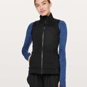 Lululemon Women's Black Down For It All Windproof Sleeveless Puffer Vest Size 6